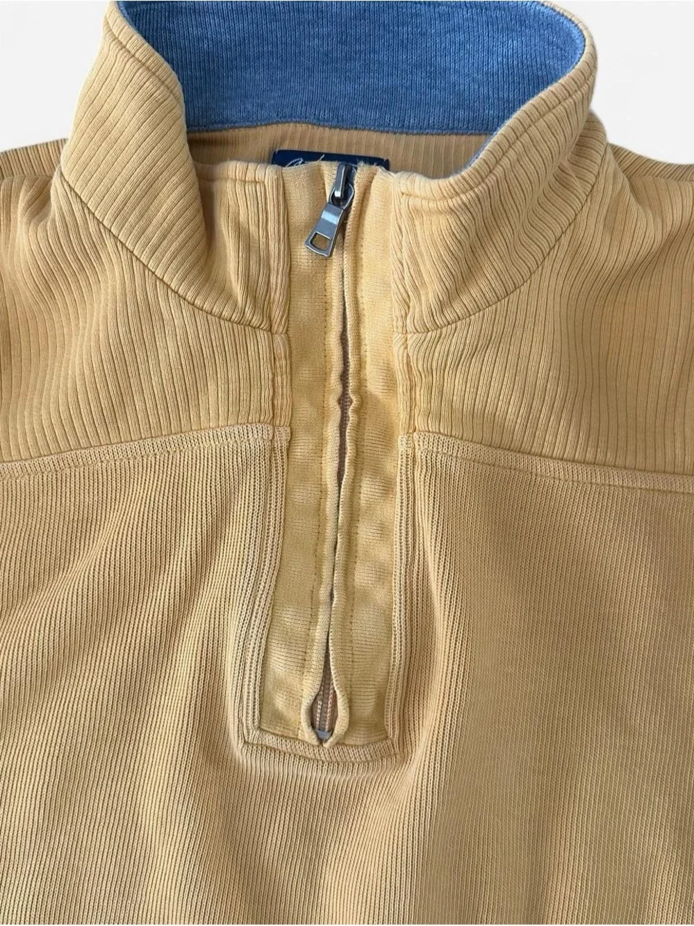 Men's Vintage Consensus Quarter-Zip Cotton Sweater in Mustard Yellow Size XL